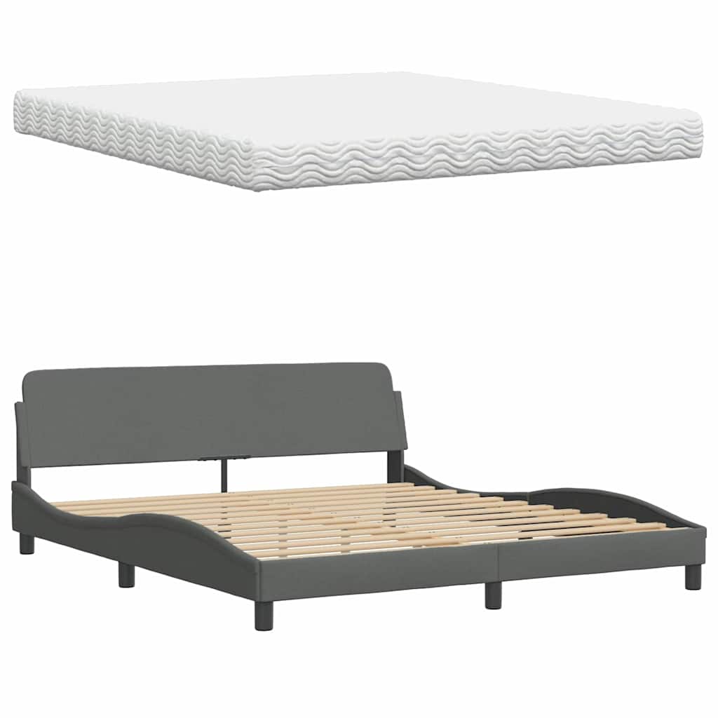 Bed met matras "Hanko" stof donkergrijs 180x200 cm is nu te koop bij PeponiXL, paradijselijk wonen!