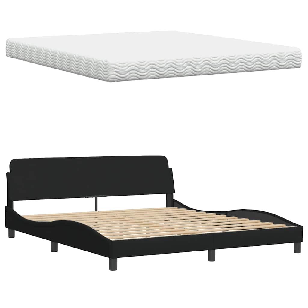 Bed met matras "Hanko" stof zwart 180x200 cm is nu te koop bij PeponiXL, paradijselijk wonen!