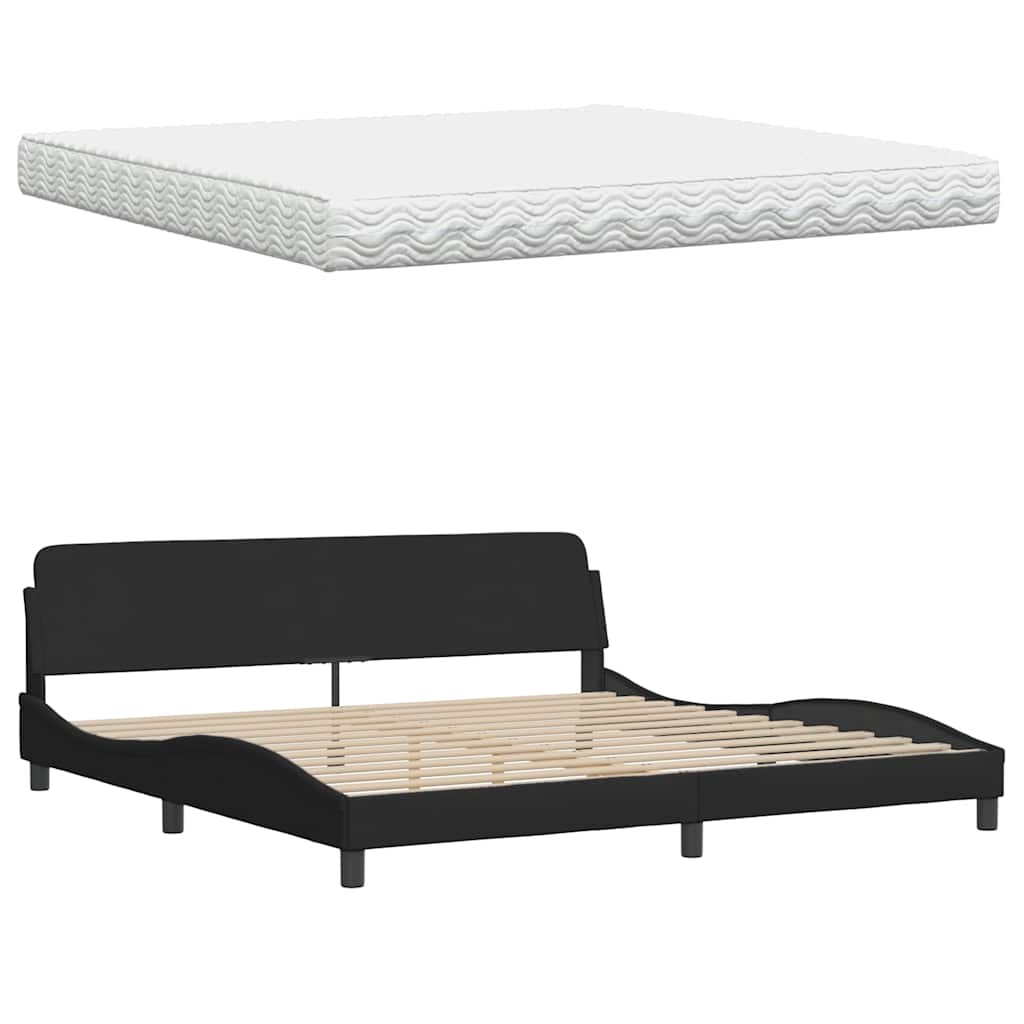 Bed met matras "Hanko" stof zwart 200x200 cm is nu te koop bij PeponiXL, paradijselijk wonen!