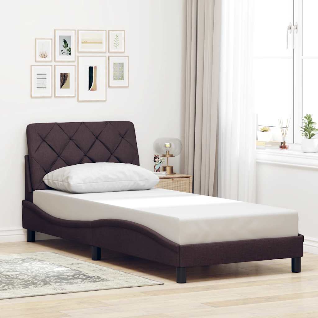 Bedframe zonder matras 80x200 cm stof donkerbruin is nu te koop bij PeponiXL, paradijselijk wonen!
