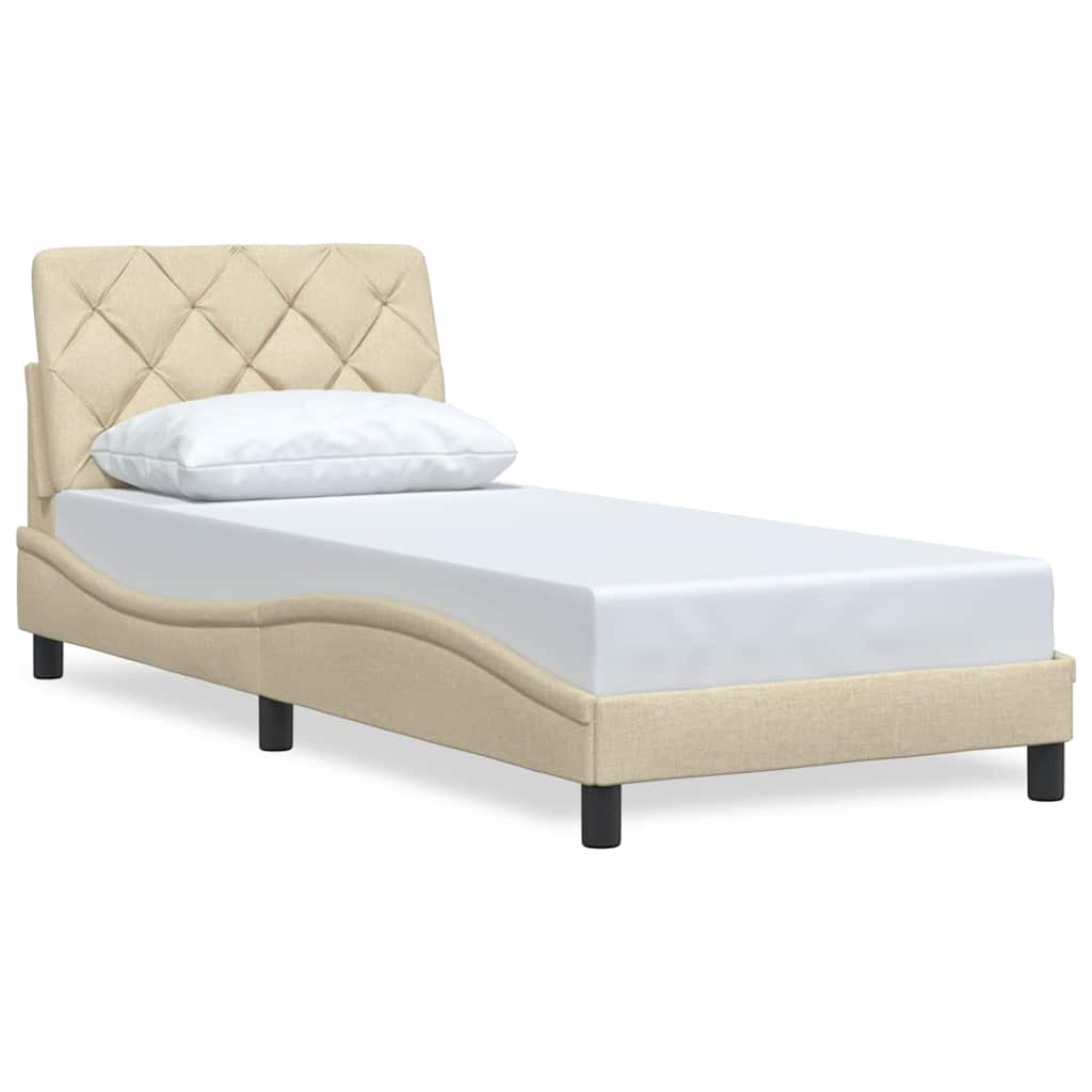 Bedframe zonder matras 80x200 cm stof crèmekleurig is nu te koop bij PeponiXL, paradijselijk wonen!