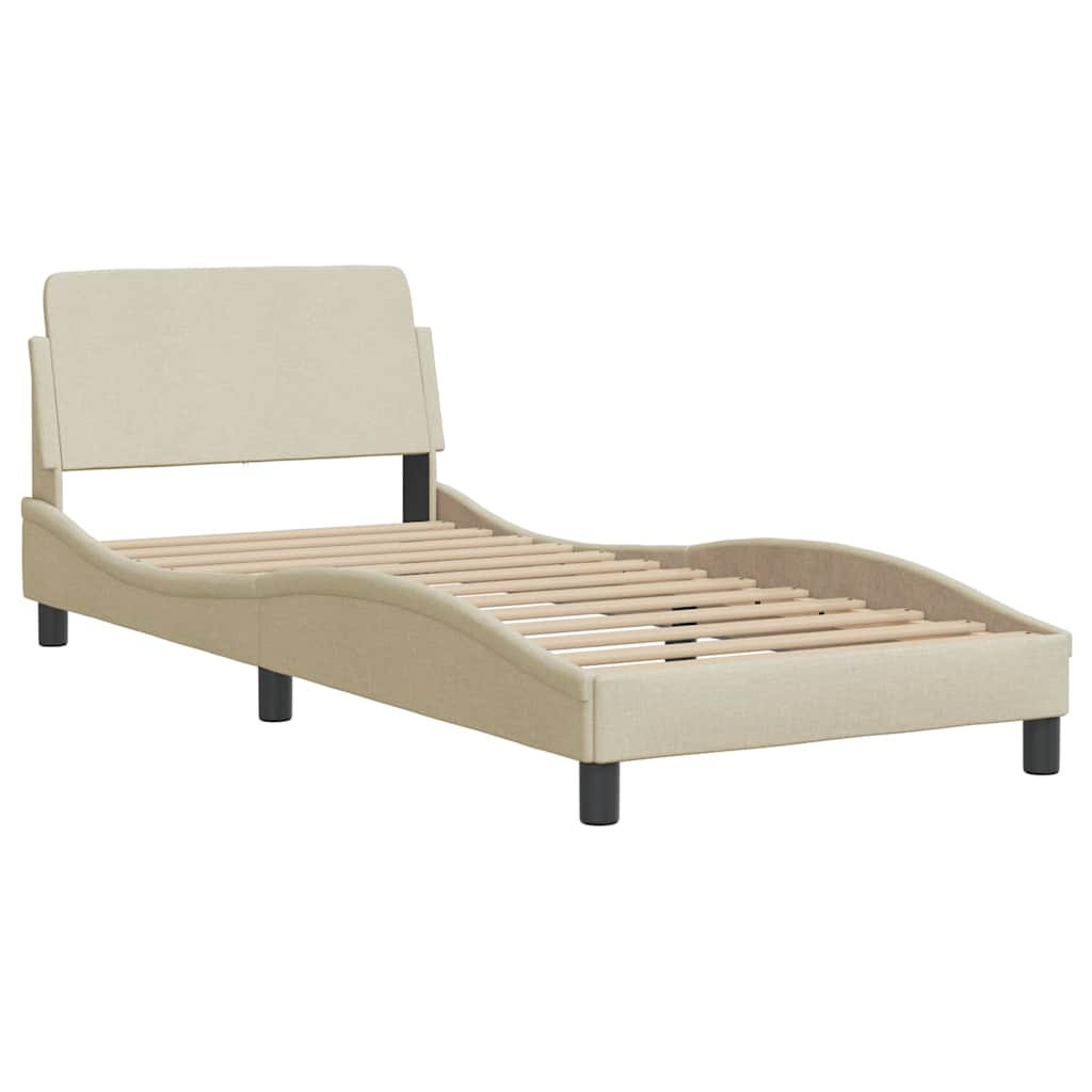 Bedframe zonder matras 80x200 cm stof crèmekleurig is nu te koop bij PeponiXL, paradijselijk wonen!