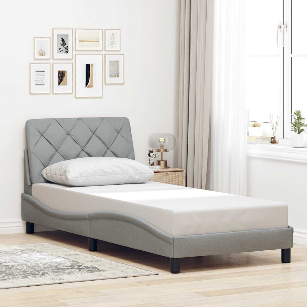 Bedframe zonder matras 90x190 cm stof lichtgrijs is nu te koop bij PeponiXL, paradijselijk wonen!