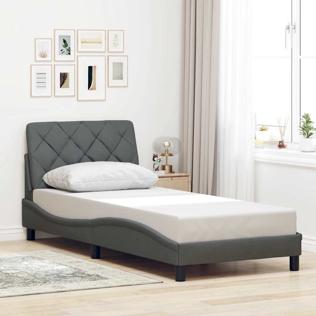 Bedframe zonder matras 90x190 cm stof donkergrijs is nu te koop bij PeponiXL, paradijselijk wonen!