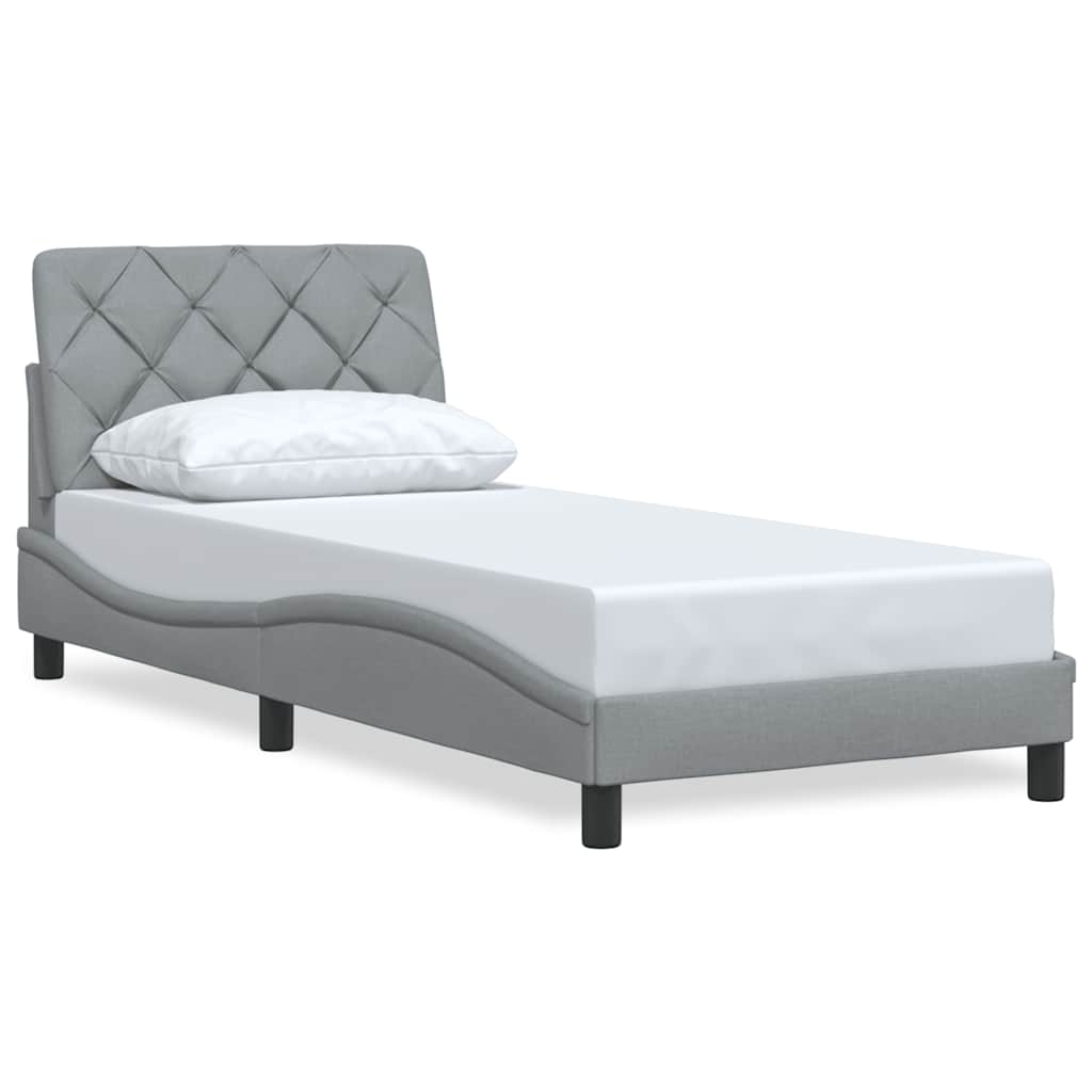 Bedframe zonder matras 90x200 cm stof lichtgrijs is nu te koop bij PeponiXL, paradijselijk wonen!