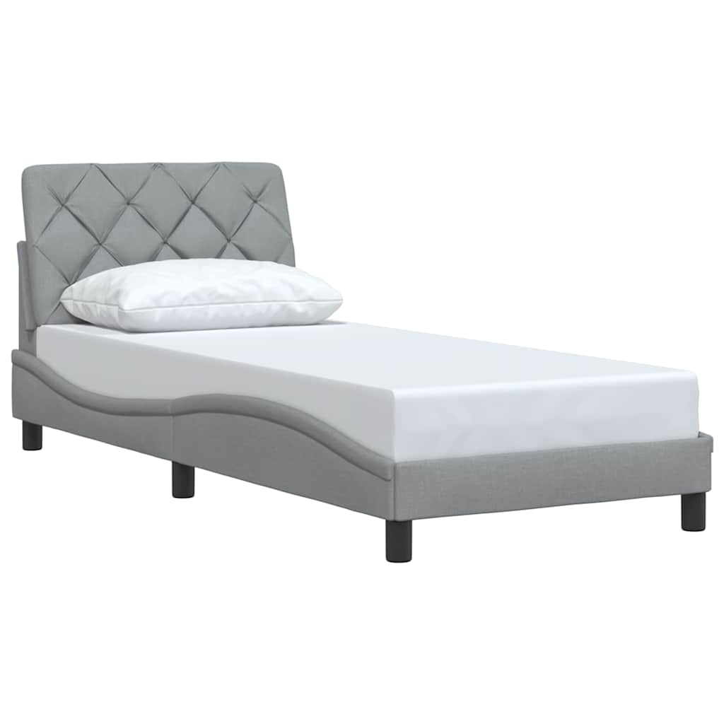 Bedframe zonder matras 90x200 cm stof lichtgrijs is nu te koop bij PeponiXL, paradijselijk wonen!