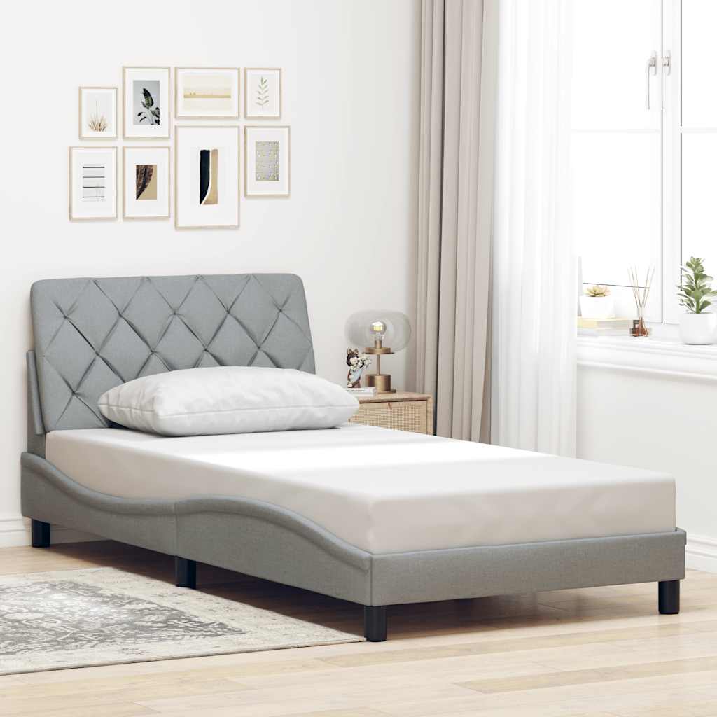 Bedframe zonder matras 100x200 cm stof lichtgrijs is nu te koop bij PeponiXL, paradijselijk wonen!