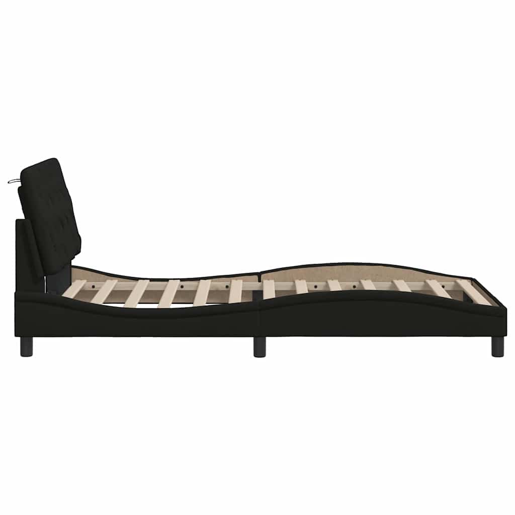 Bedframe zonder matras 100x200 cm stof zwart is nu te koop bij PeponiXL, paradijselijk wonen!