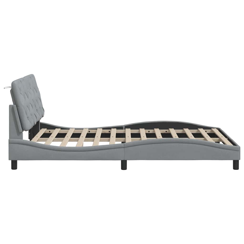 Bedframe zonder matras 120x200 cm stof lichtgrijs is nu te koop bij PeponiXL, paradijselijk wonen!