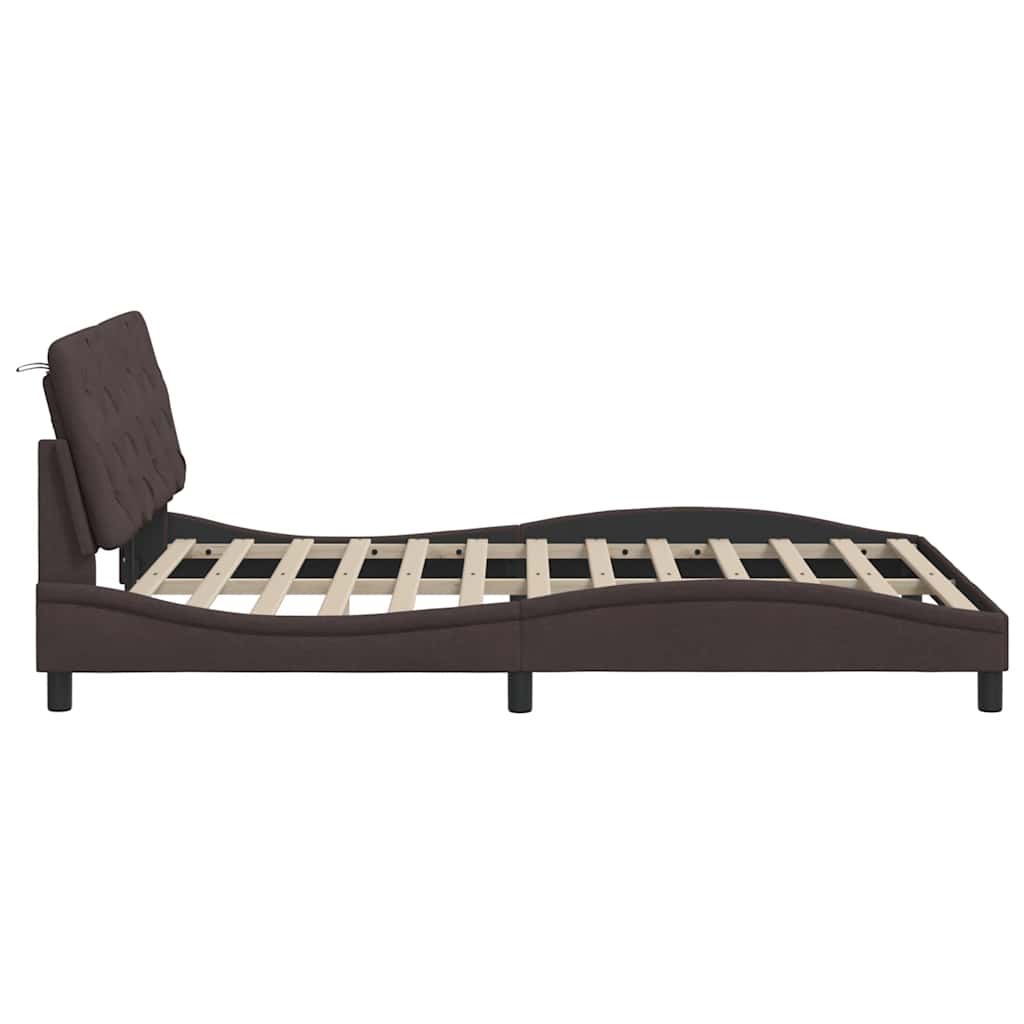Bedframe zonder matras 120x200 cm stof donkerbruin is nu te koop bij PeponiXL, paradijselijk wonen!