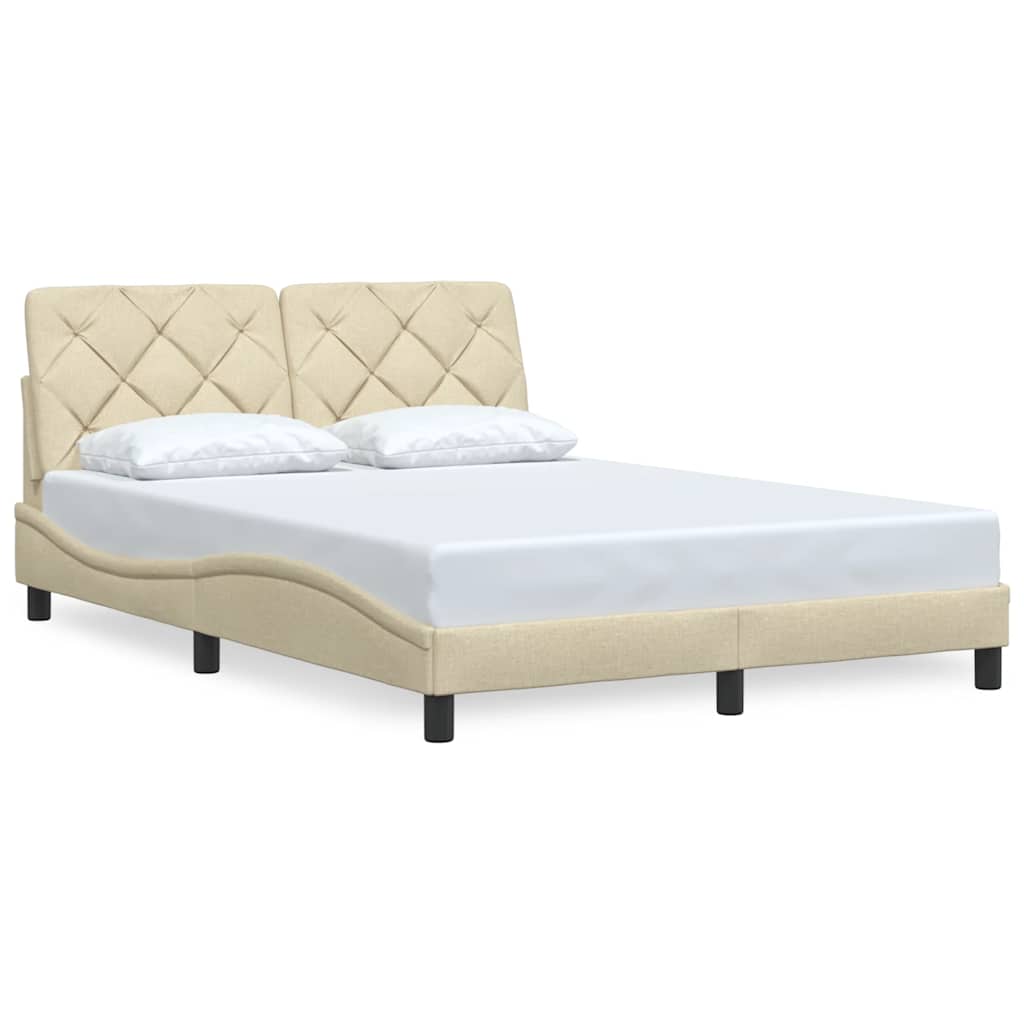Bedframe zonder matras 120x200 cm stof crèmekleurig is nu te koop bij PeponiXL, paradijselijk wonen!