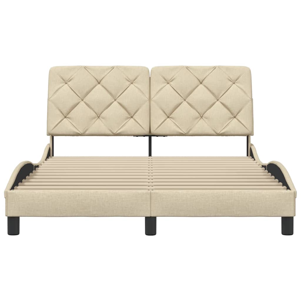 Bedframe zonder matras 120x200 cm stof crèmekleurig is nu te koop bij PeponiXL, paradijselijk wonen!