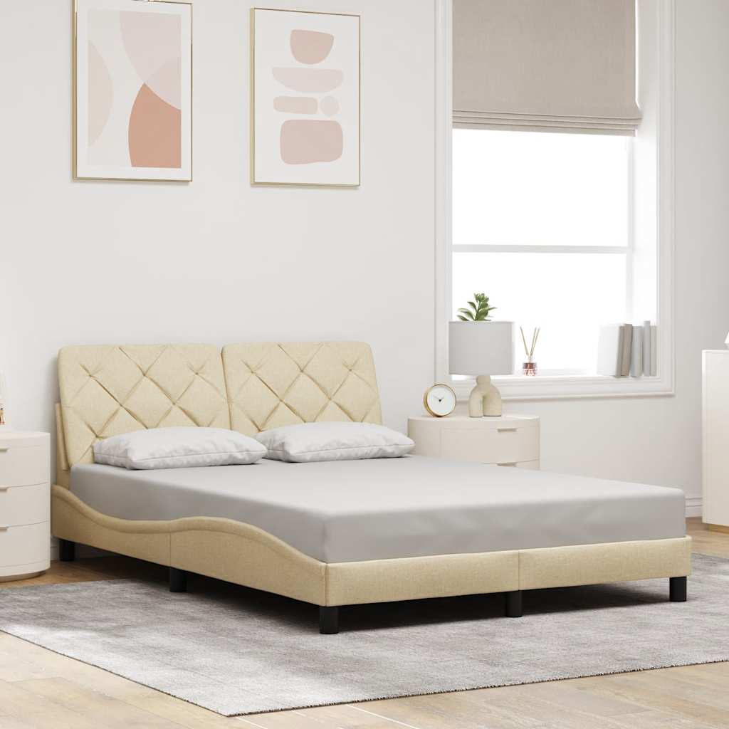 Bedframe zonder matras 120x200 cm stof crèmekleurig is nu te koop bij PeponiXL, paradijselijk wonen!