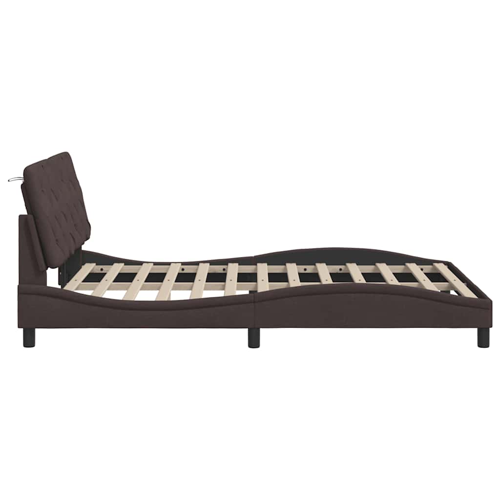 Bedframe zonder matras stof donkerbruin 140x190 cm is nu te koop bij PeponiXL, paradijselijk wonen!