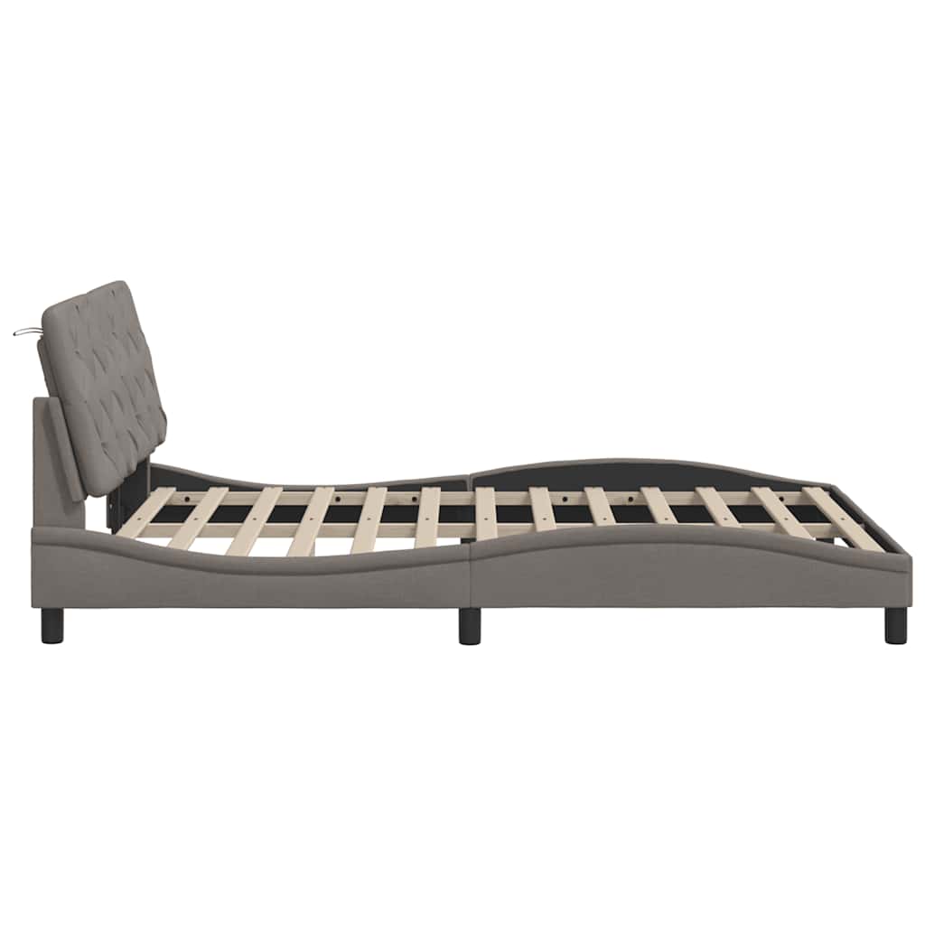 Bedframe zonder matras stof taupe 140x190 cm is nu te koop bij PeponiXL, paradijselijk wonen!
