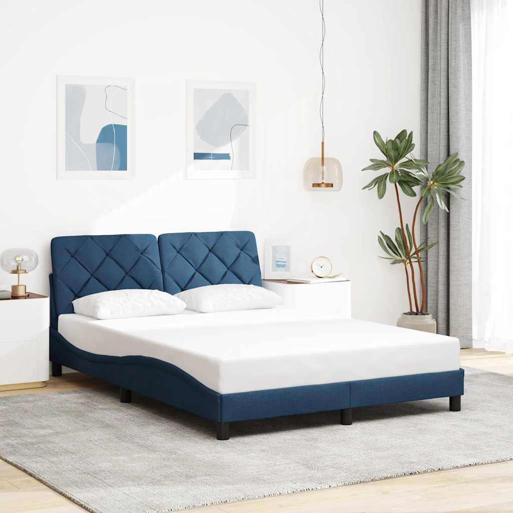 Bedframe zonder matras stof blauw 140x190 cm is nu te koop bij PeponiXL, paradijselijk wonen!