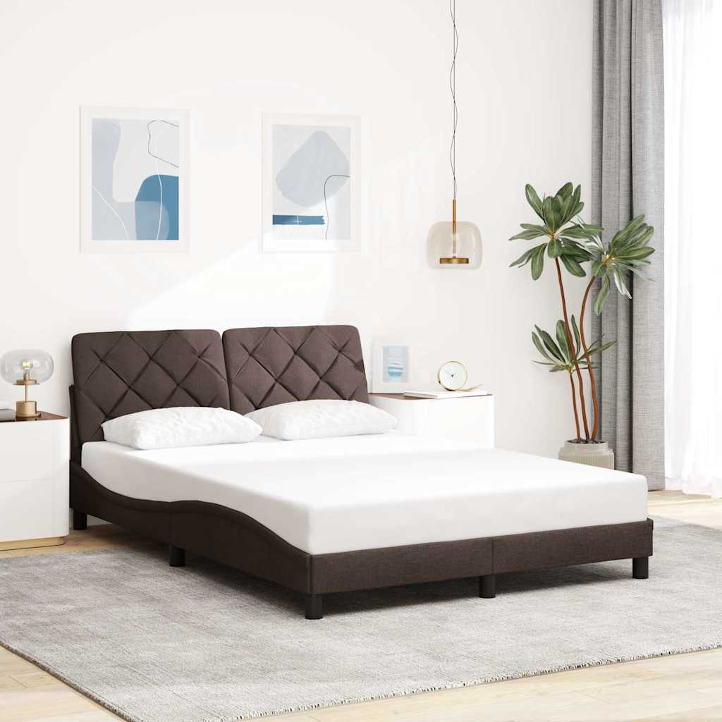 Bedframe zonder matras stof donkerbruin 140x200 cm is nu te koop bij PeponiXL, paradijselijk wonen!