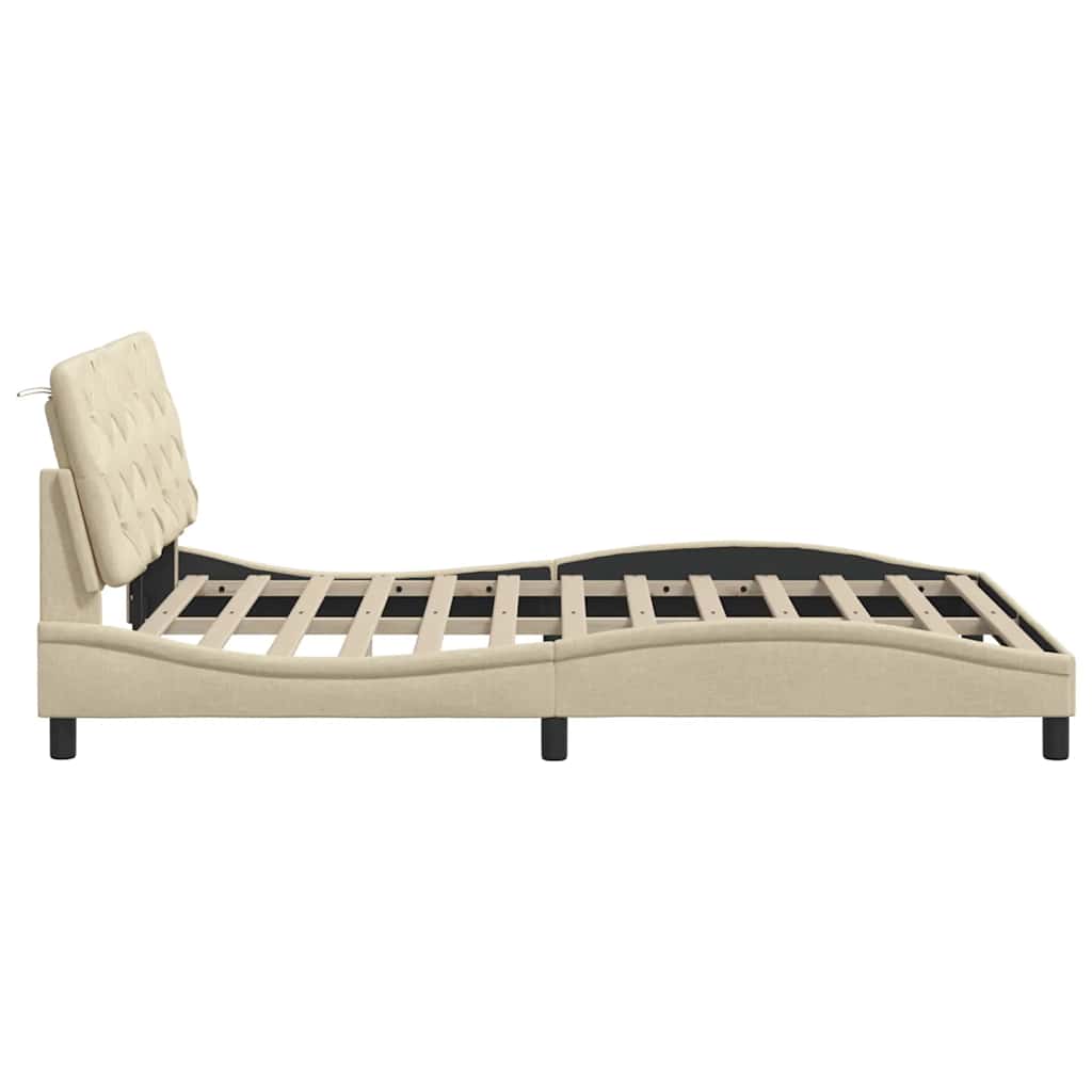 Bedframe zonder matras stof crèmekleurig 140x200 cm is nu te koop bij PeponiXL, paradijselijk wonen!