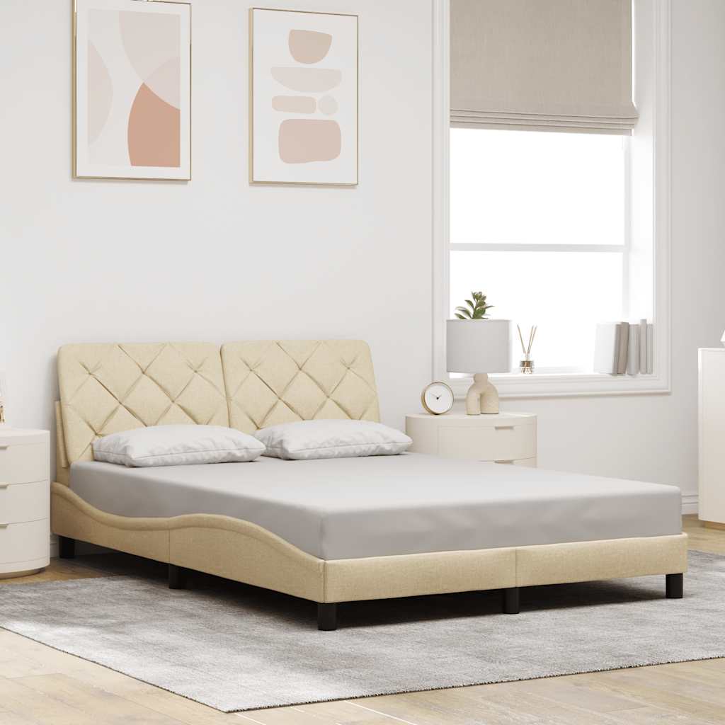 Bedframe zonder matras stof crèmekleurig 140x200 cm is nu te koop bij PeponiXL, paradijselijk wonen!