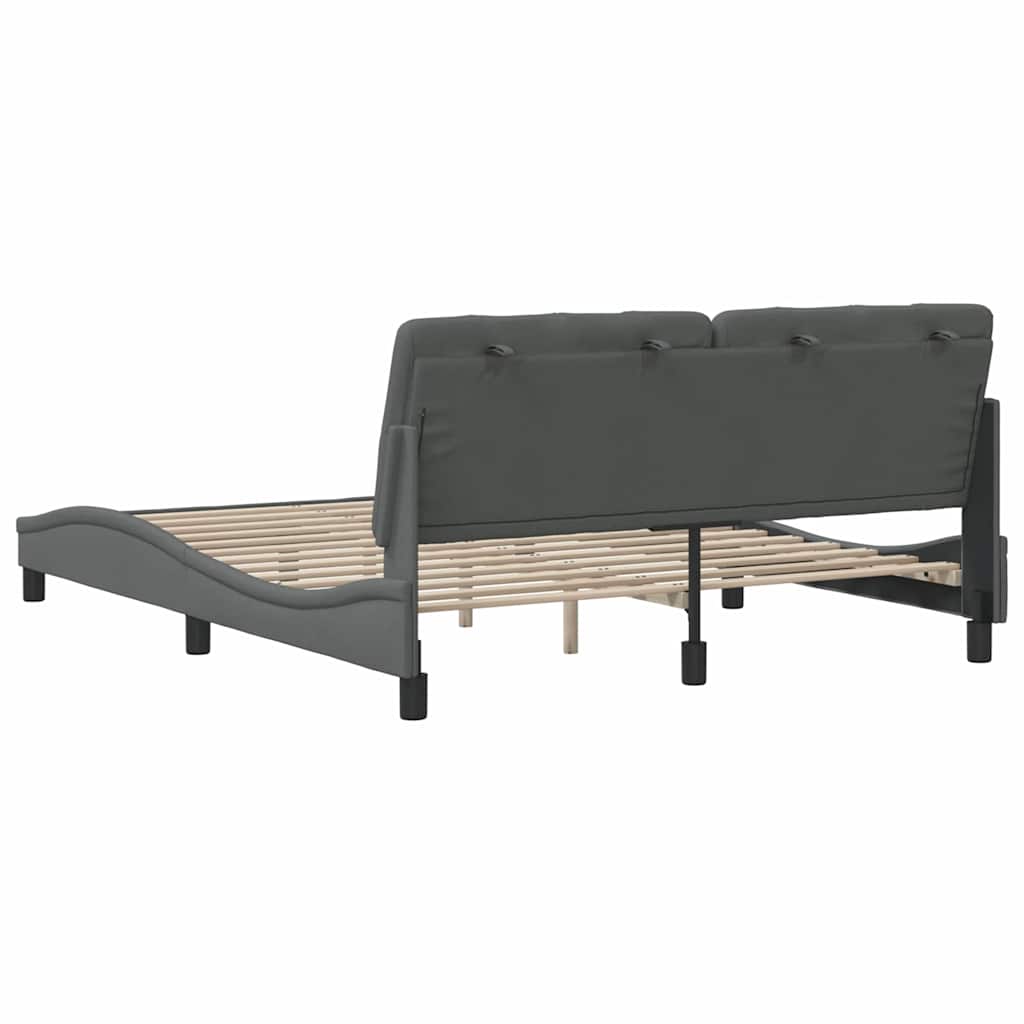 Bedframe zonder matras stof donkergrijs 160x200 cm is nu te koop bij PeponiXL, paradijselijk wonen!