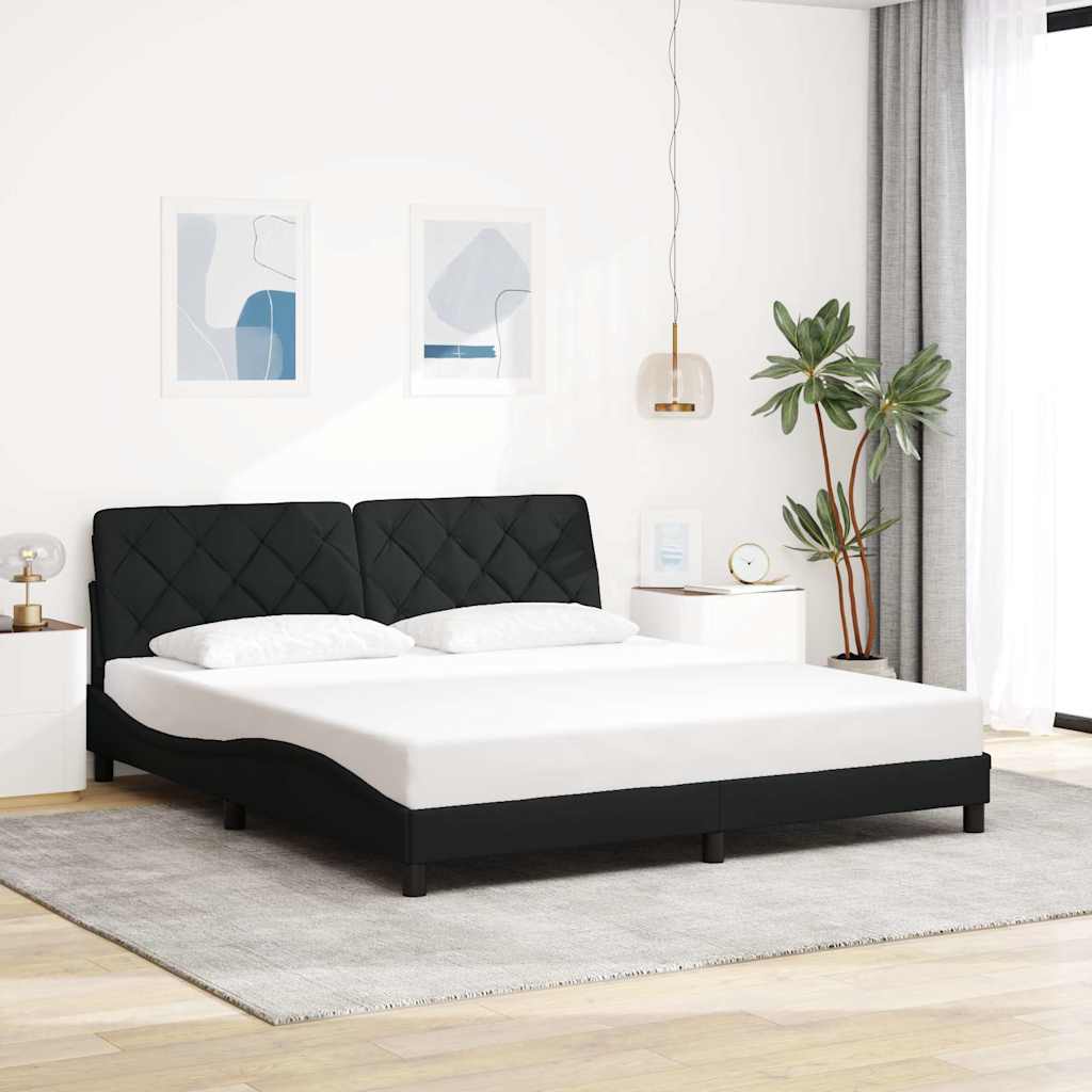 Bedframe zonder matras stof zwart 180x200 cm is nu te koop bij PeponiXL, paradijselijk wonen!