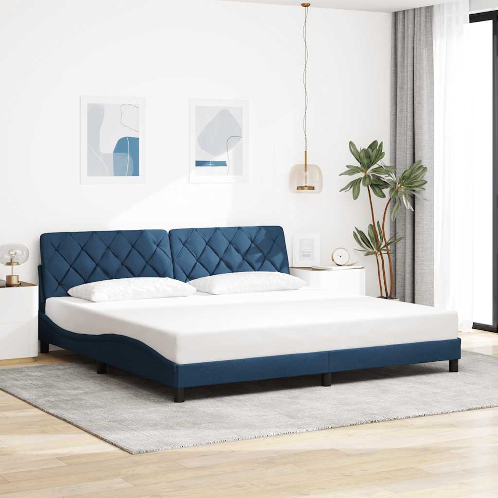 Bedframe zonder matras stof blauw 200x200 cm is nu te koop bij PeponiXL, paradijselijk wonen!