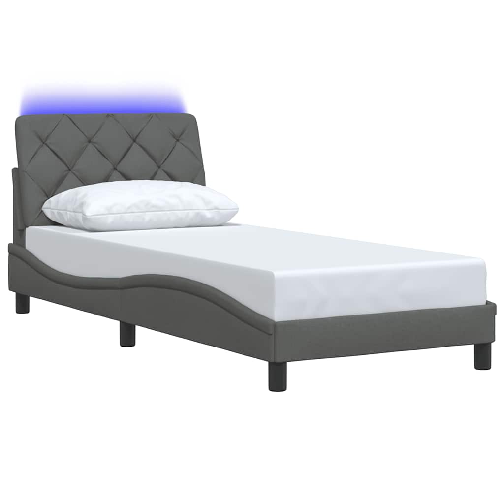 Bedframe met LED zonder matras 80x200 cm stof donkergrijs is nu te koop bij PeponiXL, paradijselijk wonen!