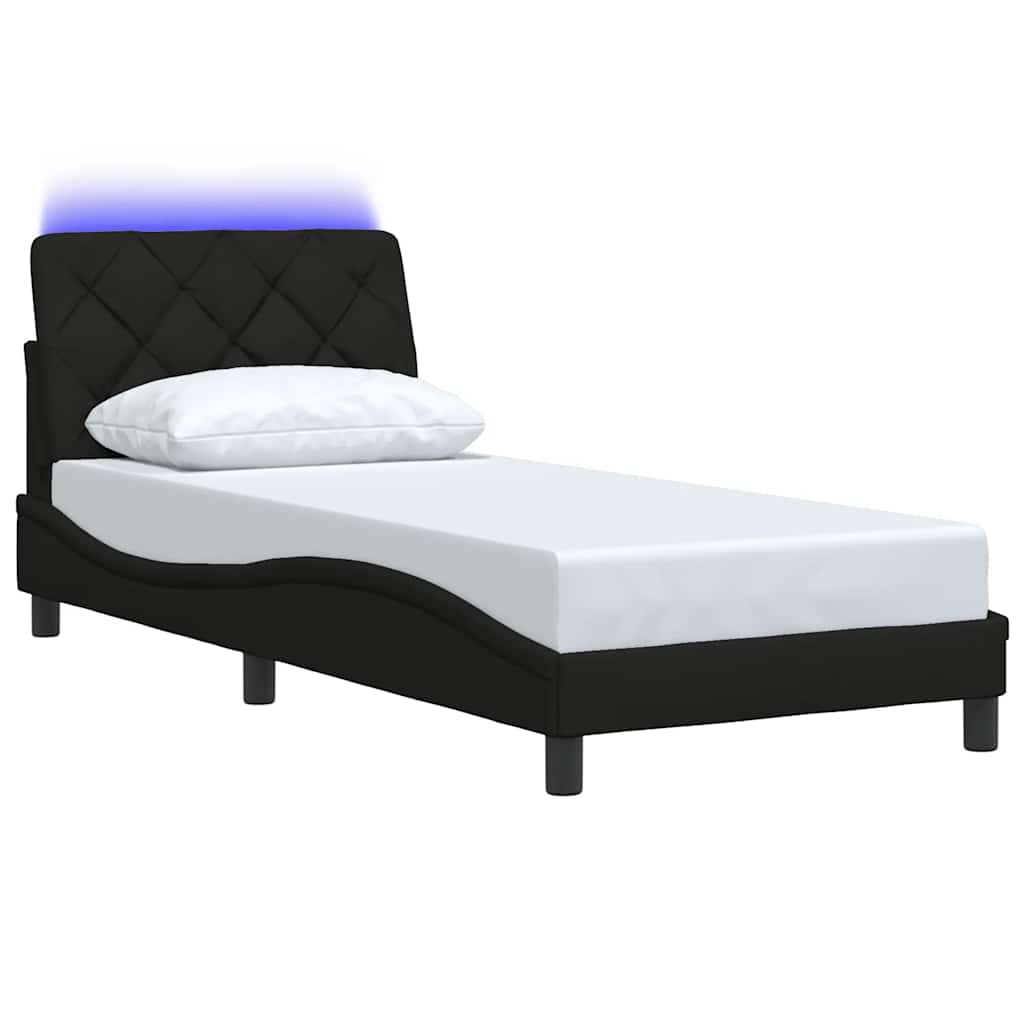 Bedframe met LED zonder matras 80x200 cm stof zwart is nu te koop bij PeponiXL, paradijselijk wonen!