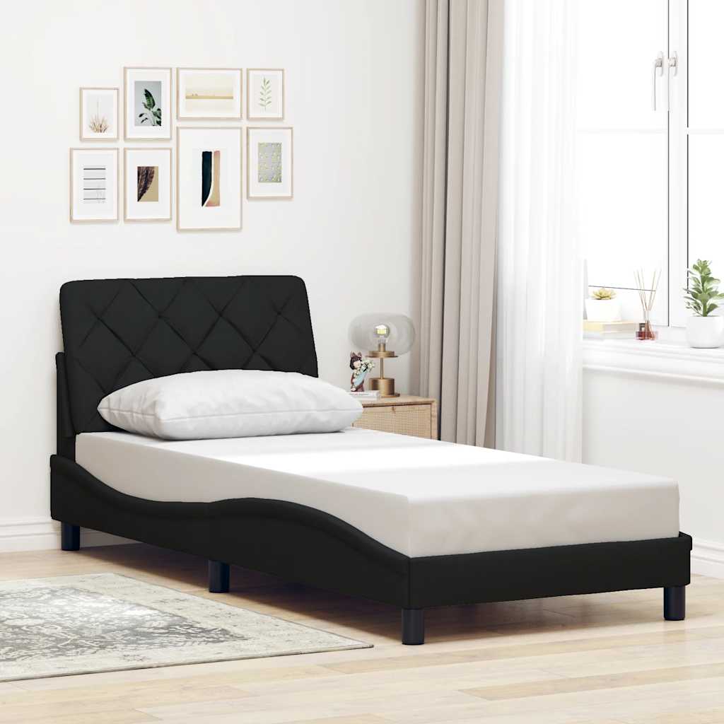 Bedframe met LED zonder matras 80x200 cm stof zwart is nu te koop bij PeponiXL, paradijselijk wonen!
