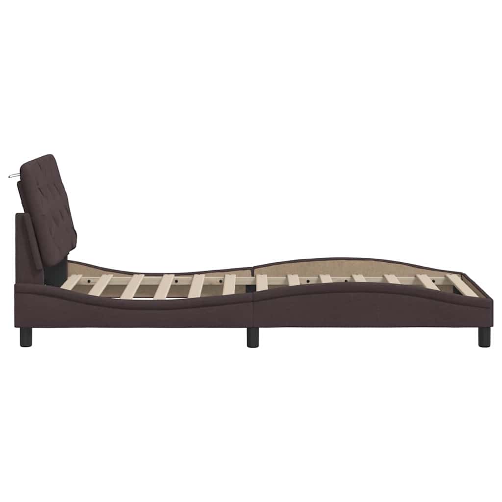 Bedframe met LED zonder matras 80x200 cm stof donkerbruin is nu te koop bij PeponiXL, paradijselijk wonen!