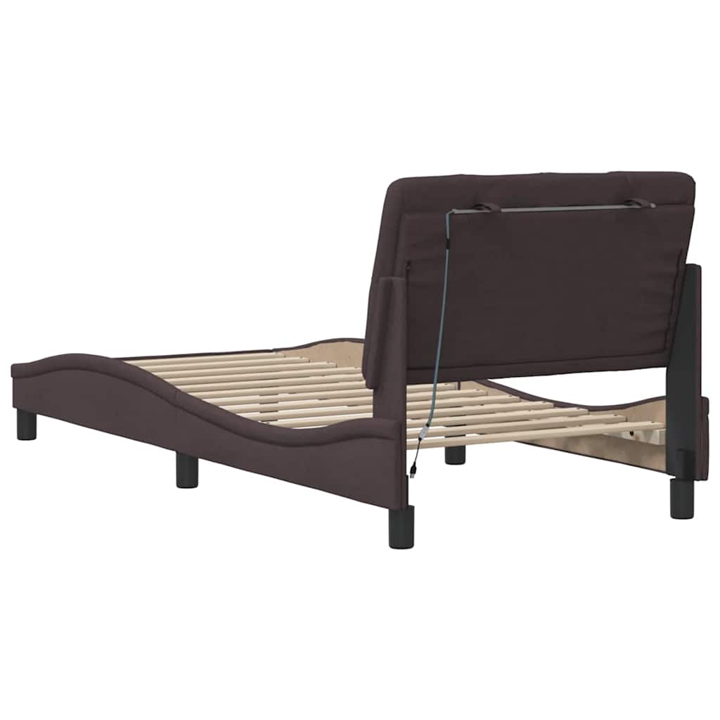 Bedframe met LED zonder matras 80x200 cm stof donkerbruin is nu te koop bij PeponiXL, paradijselijk wonen!