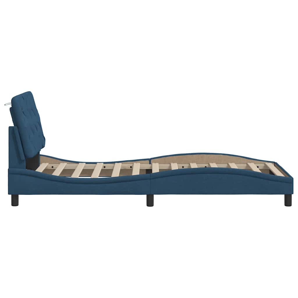 Bedframe met LED zonder matras 80x200 cm stof blauw is nu te koop bij PeponiXL, paradijselijk wonen!