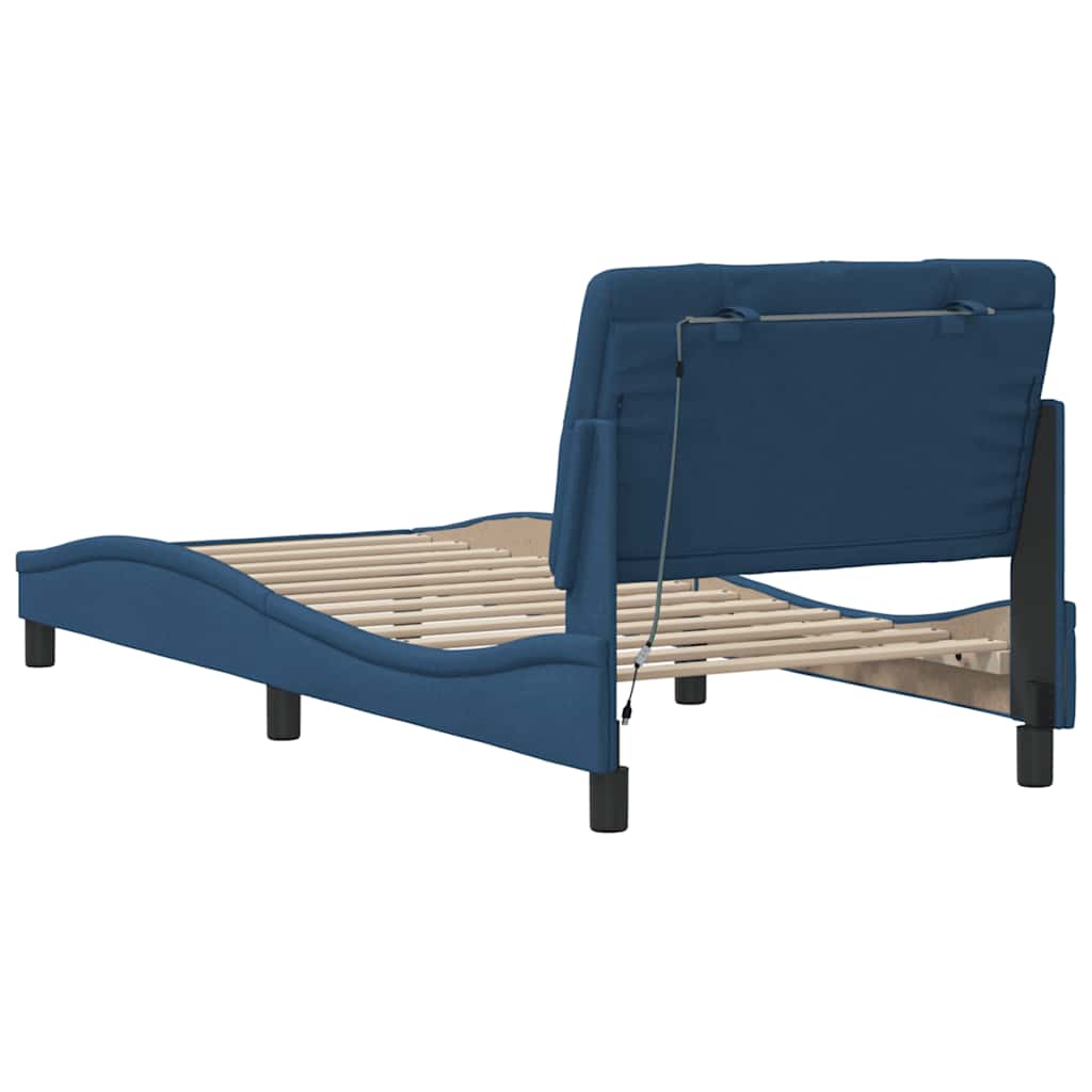 Bedframe met LED zonder matras 80x200 cm stof blauw is nu te koop bij PeponiXL, paradijselijk wonen!
