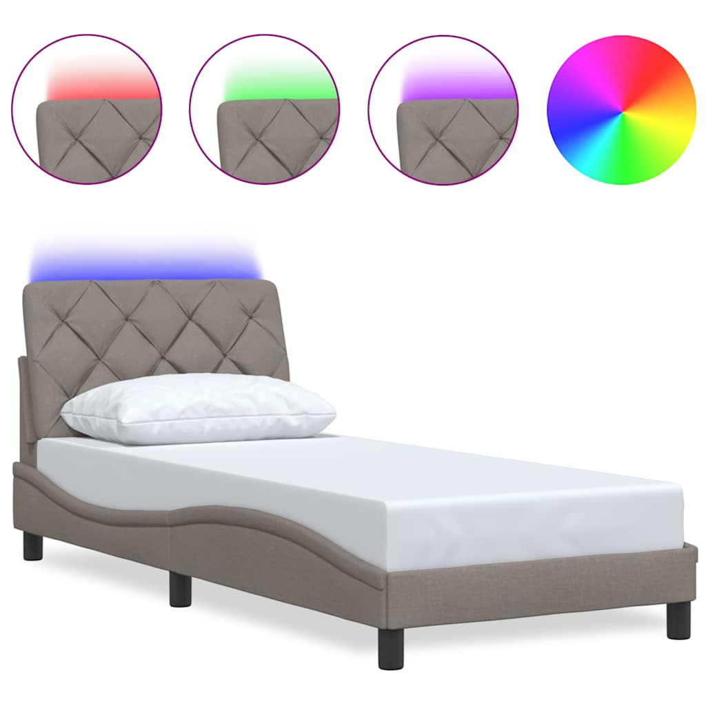 Bedframe met LED zonder matras 90x190 cm stof taupe is nu te koop bij PeponiXL, paradijselijk wonen!
