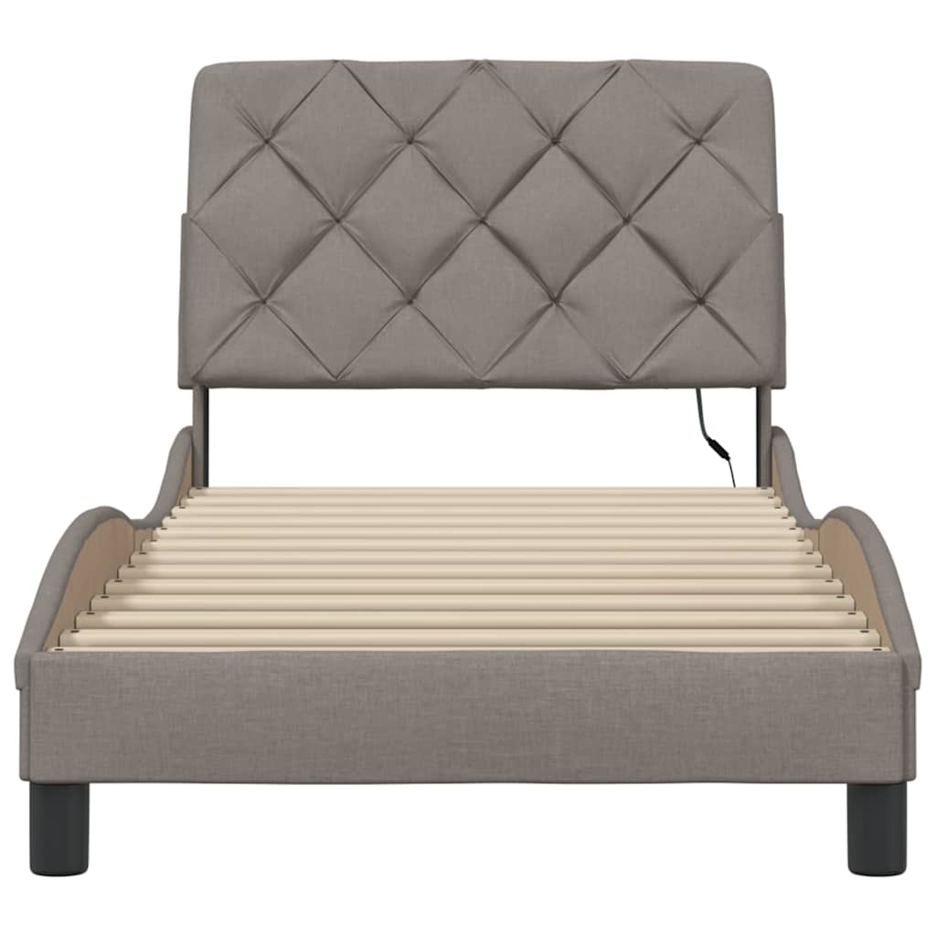 Bedframe met LED zonder matras 90x190 cm stof taupe is nu te koop bij PeponiXL, paradijselijk wonen!