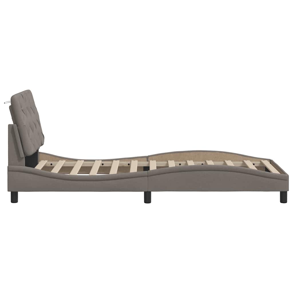 Bedframe met LED zonder matras 90x190 cm stof taupe is nu te koop bij PeponiXL, paradijselijk wonen!