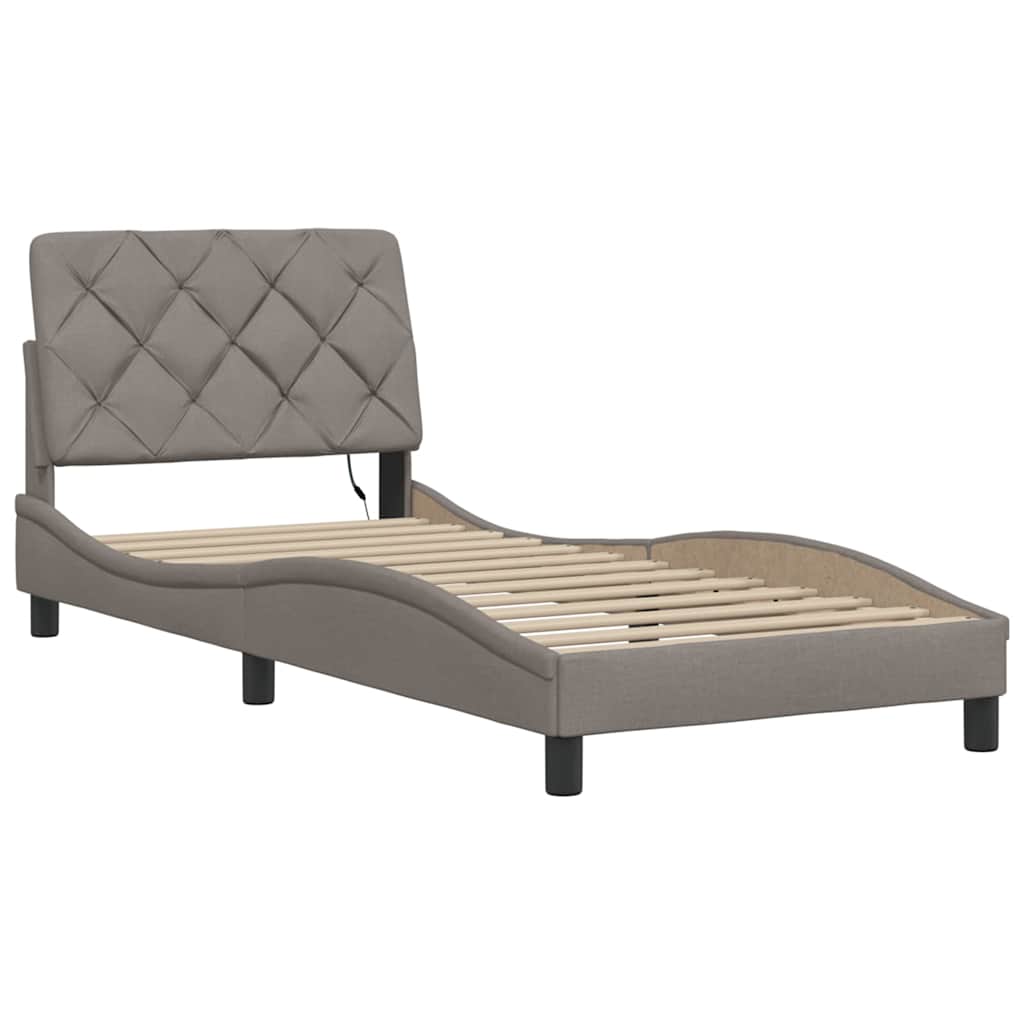 Bedframe met LED zonder matras 90x190 cm stof taupe is nu te koop bij PeponiXL, paradijselijk wonen!