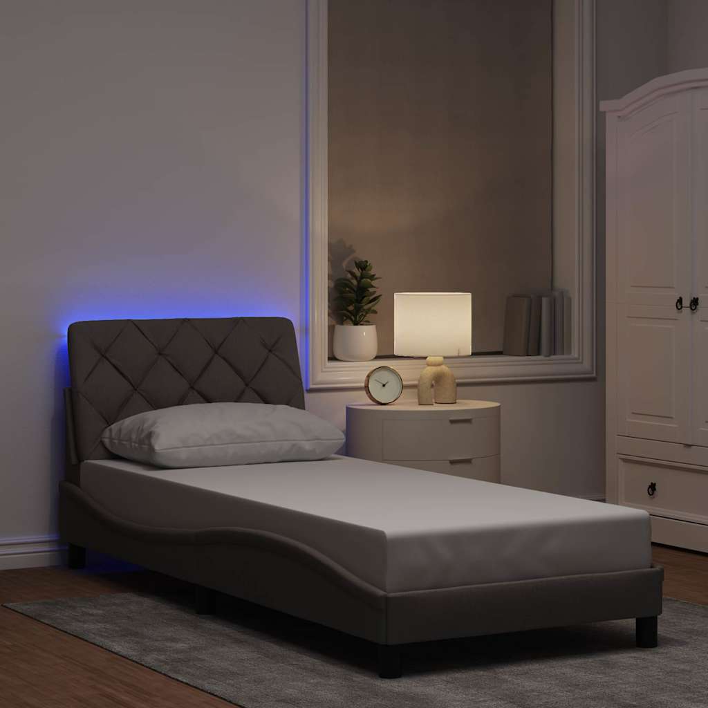 Bedframe met LED zonder matras 90x190 cm stof taupe is nu te koop bij PeponiXL, paradijselijk wonen!
