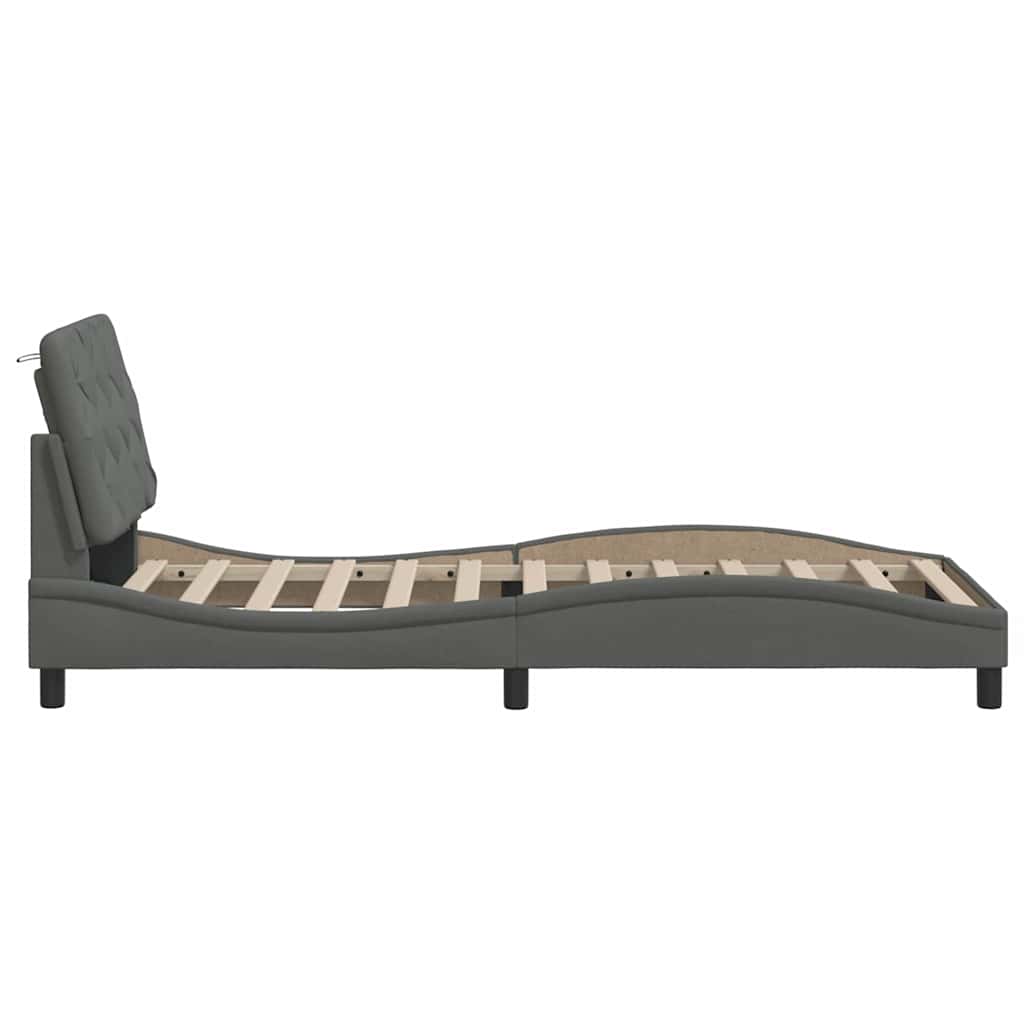 Bedframe met LED zonder matras 90x200 cm stof donkergrijs is nu te koop bij PeponiXL, paradijselijk wonen!