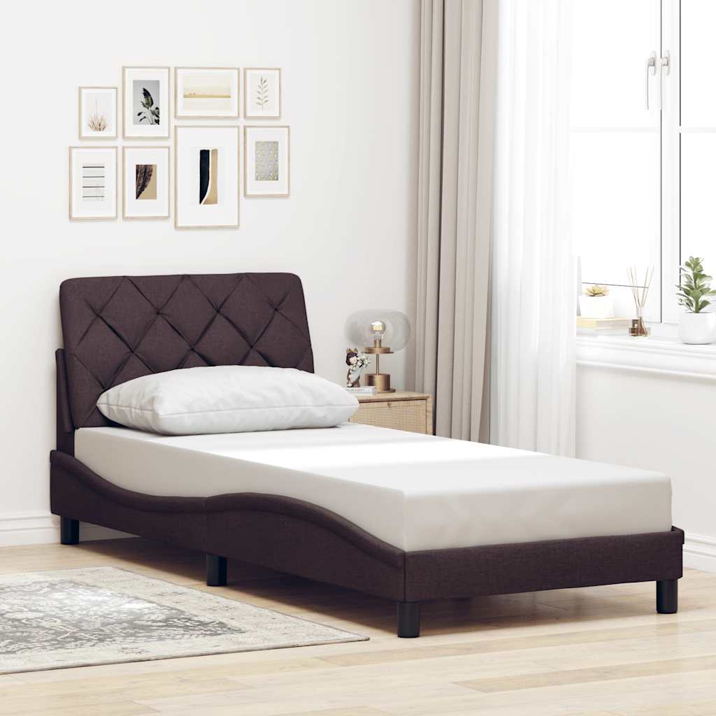 Bedframe met LED zonder matras 90x200 cm stof donkerbruin is nu te koop bij PeponiXL, paradijselijk wonen!