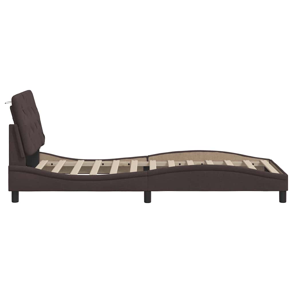 Bedframe met LED zonder matras 90x200 cm stof donkerbruin is nu te koop bij PeponiXL, paradijselijk wonen!