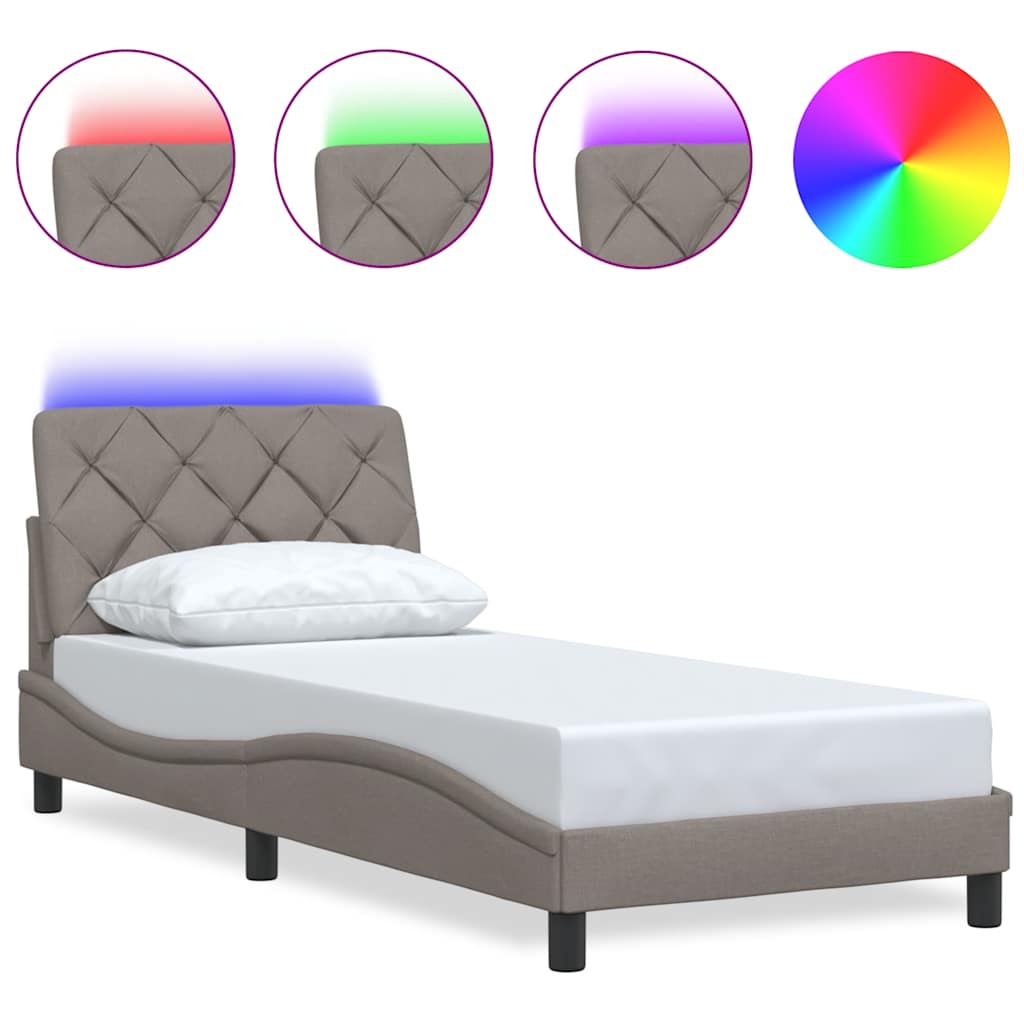 Bedframe met LED zonder matras 90x200 cm stof taupe is nu te koop bij PeponiXL, paradijselijk wonen!