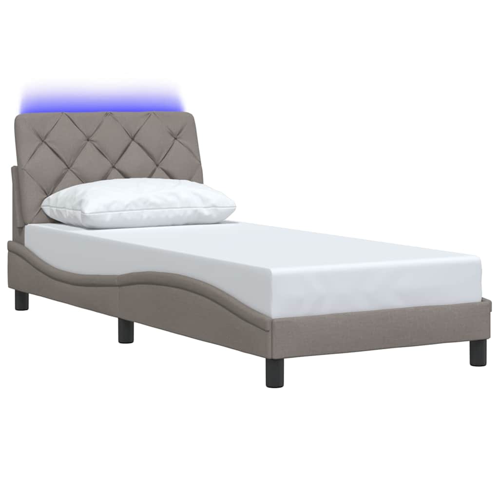 Bedframe met LED zonder matras 90x200 cm stof taupe is nu te koop bij PeponiXL, paradijselijk wonen!