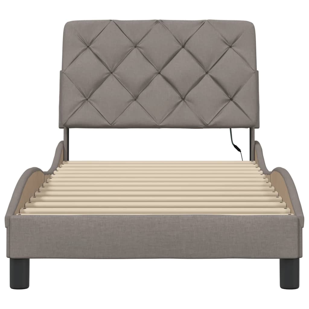 Bedframe met LED zonder matras 90x200 cm stof taupe is nu te koop bij PeponiXL, paradijselijk wonen!