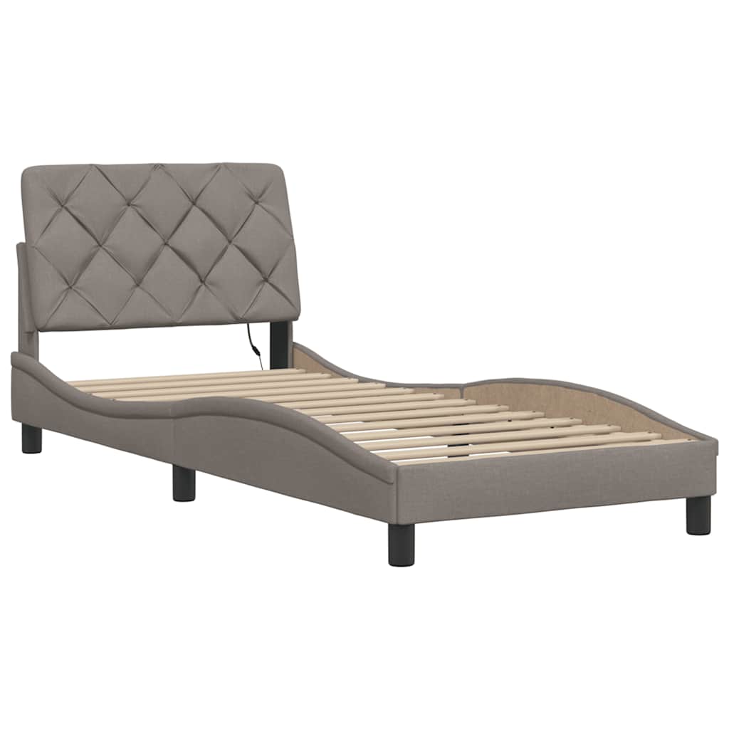 Bedframe met LED zonder matras 90x200 cm stof taupe is nu te koop bij PeponiXL, paradijselijk wonen!
