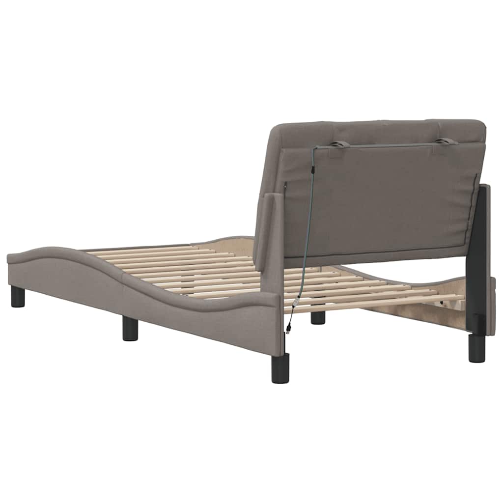 Bedframe met LED zonder matras 90x200 cm stof taupe is nu te koop bij PeponiXL, paradijselijk wonen!