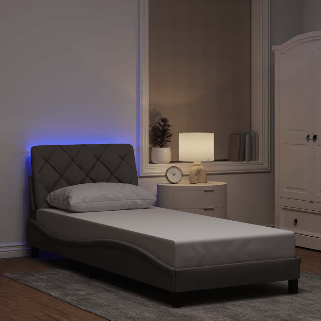 Bedframe met LED zonder matras 90x200 cm stof taupe is nu te koop bij PeponiXL, paradijselijk wonen!