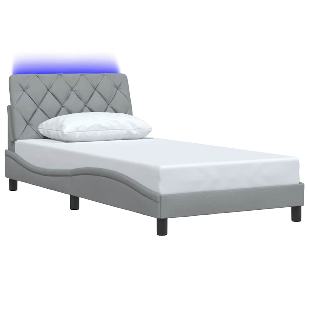 Bedframe met LED zonder matras stof 100x200 cm lichtgrijs is nu te koop bij PeponiXL, paradijselijk wonen!