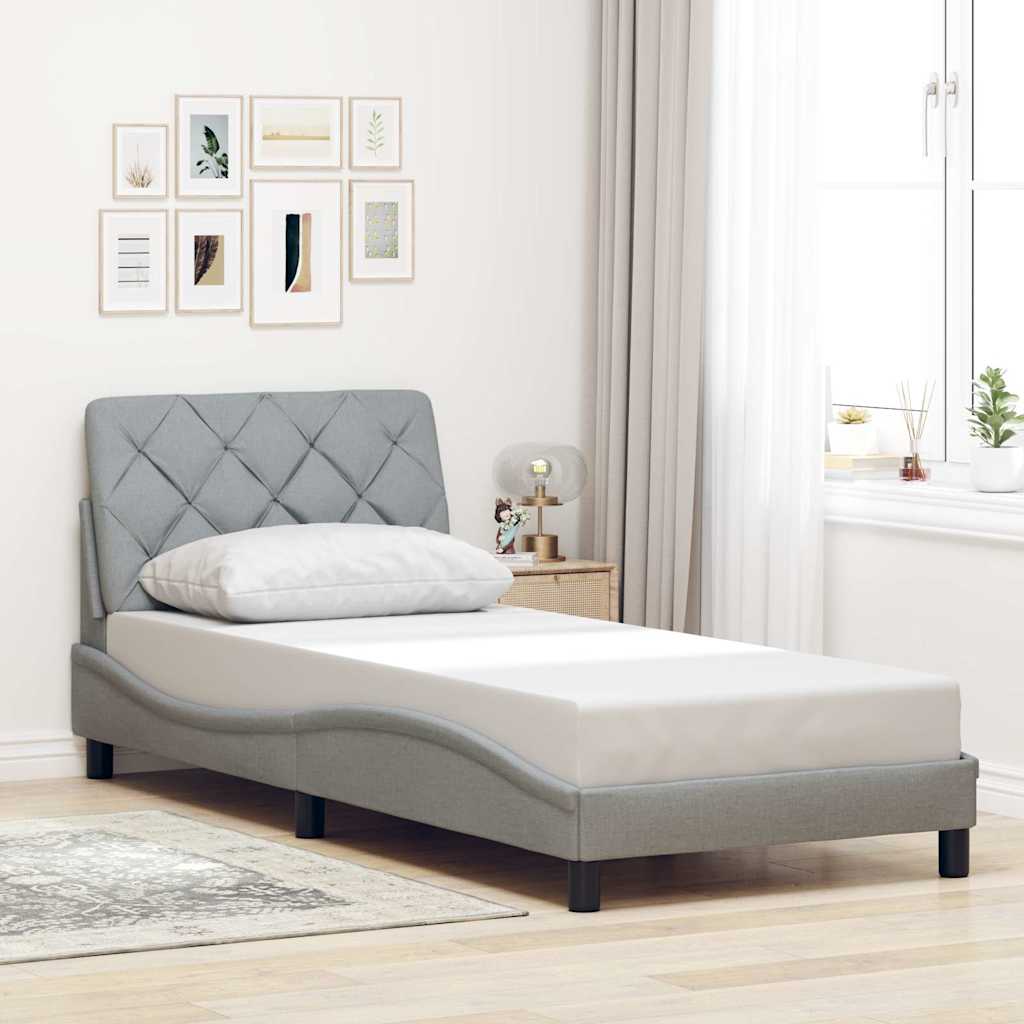 Bedframe met LED zonder matras stof 100x200 cm lichtgrijs is nu te koop bij PeponiXL, paradijselijk wonen!