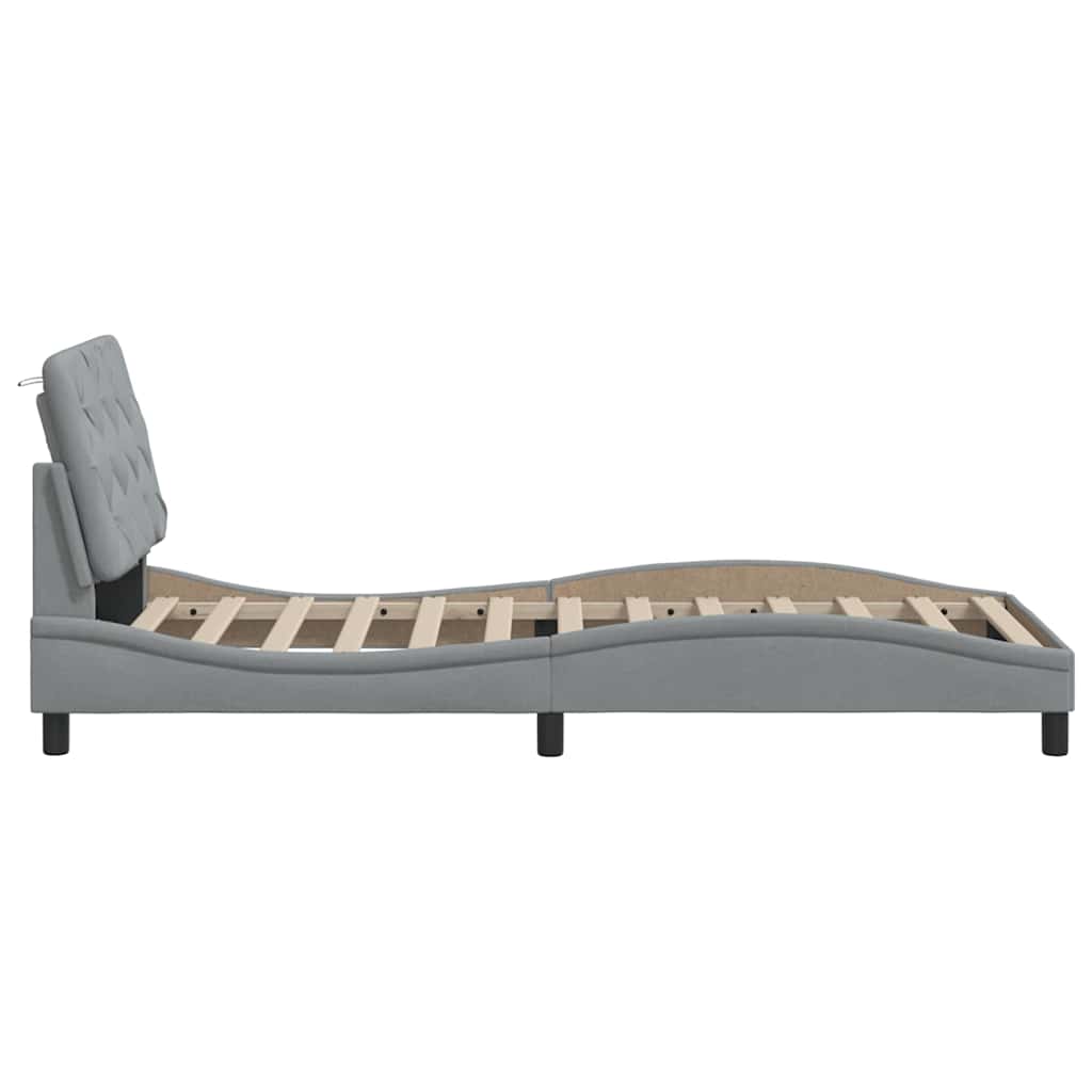 Bedframe met LED zonder matras stof 100x200 cm lichtgrijs is nu te koop bij PeponiXL, paradijselijk wonen!